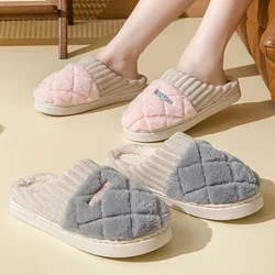 Pantofole invernali in cotone da donna calde e morbide, per interni, casual, per la casa, per avvolgere le dita dei piedi, da uomo, antiscivolo, floccate autunnali, con suola spessa