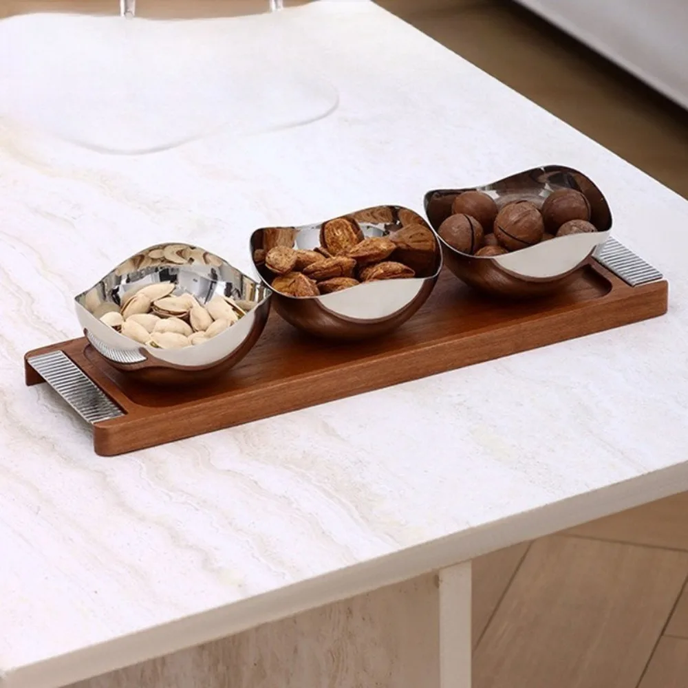 

Luxury Sapele Wood Fruit Tray Set, Wooden Snack & Nut Bowl, Decorative Serving Platter Kit for Home