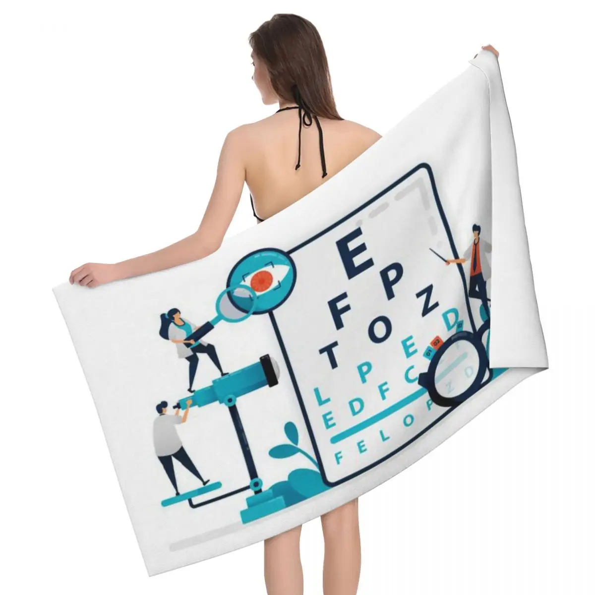 

Eye Chart Optical Optics Beach Towel Customized Optometrist Breathable Microfiber Shower Towels