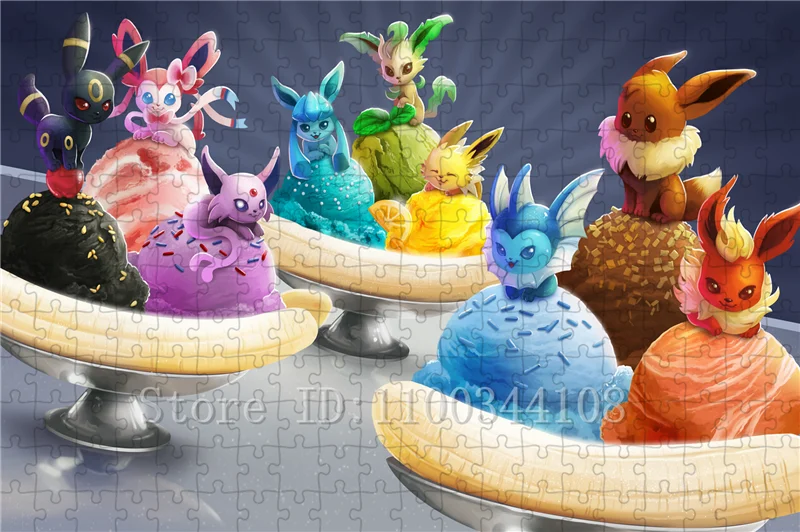 Pokemon Eeveelution Puzzle divertenti 300/500/1000 pezzi Anime Cartoon Jigsaw Puzzle Gioco interattivo genitore-figlio Giocattoli