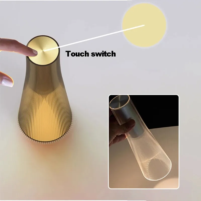 Acrylic rechargeable table lamp with touch switch for stepless dimming restaurant bar night light