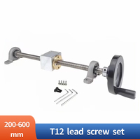 T12 lead screw 12mm handwheel lead guide rail screw 250 300 400 500mm + Vertical bracket DIY simple slide