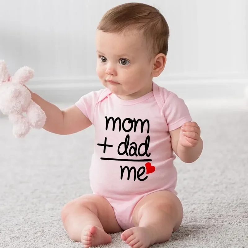 Cute 100%Cotton Baby Boys Girls Romper Short Sleeve I Love Mom Dad Jumpsuit Infant Newborn Costume Clothes