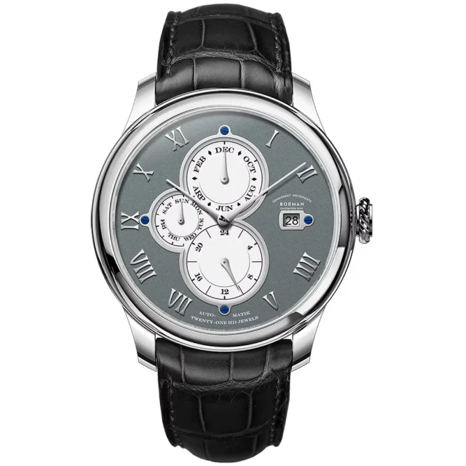 BORMAN Men Automatic Watch 40mm Mechanical WristwatchWaterproof Sapphire Luminous Multi-Dial Month Week Date 24 Hours view 3