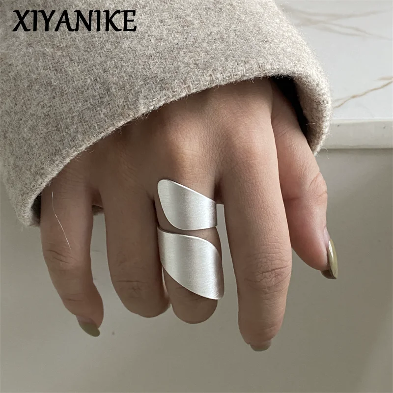 XIYANIKE Hip Hop Silver Color Double-layered Cuff Finger Rings For Women Punk Fashion New Jewelry Gift Party Music Festival