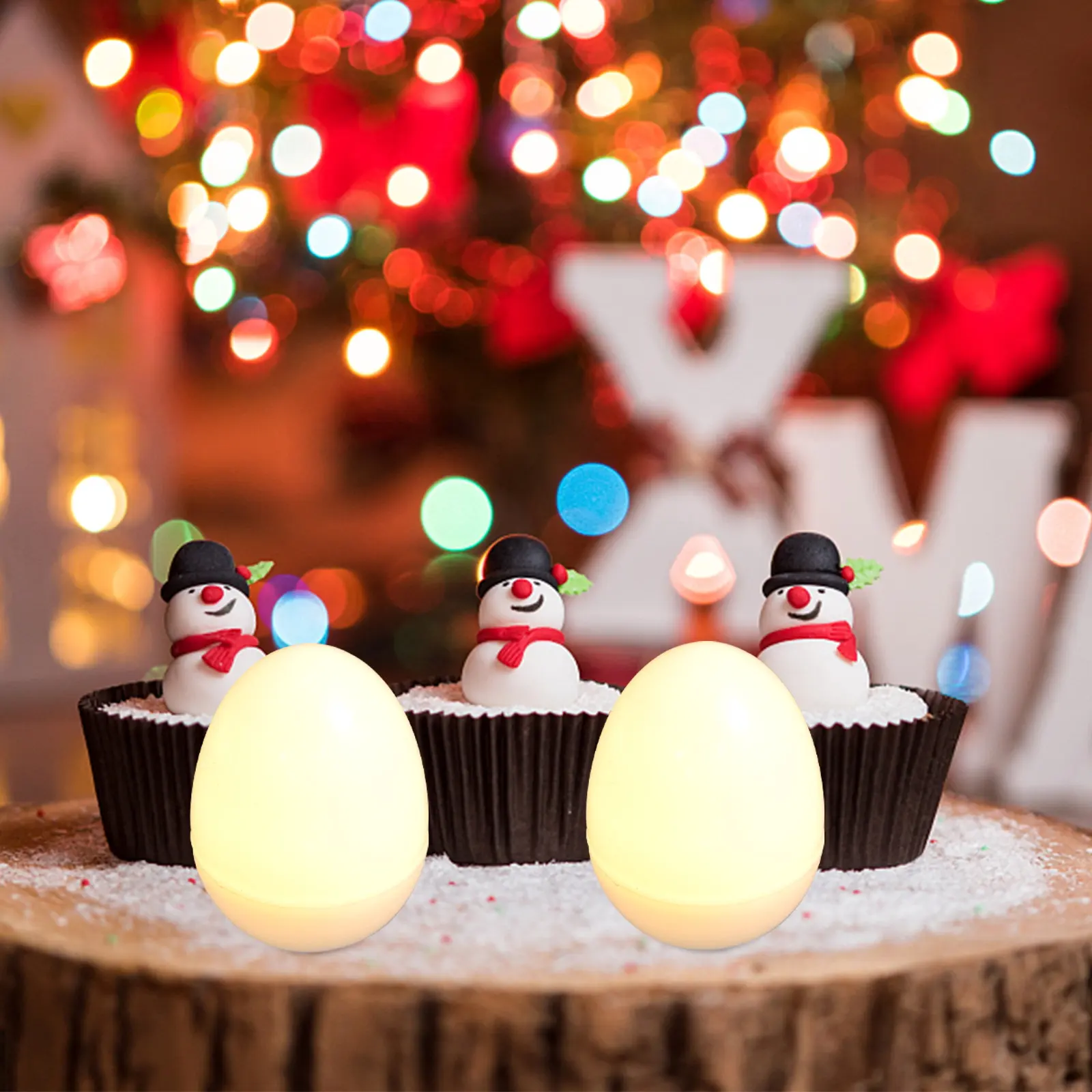 12-個の卵型ナイトライト高品質グローランプフェスティバルパーティーホームベッドルームテーブル装飾卵型ライト