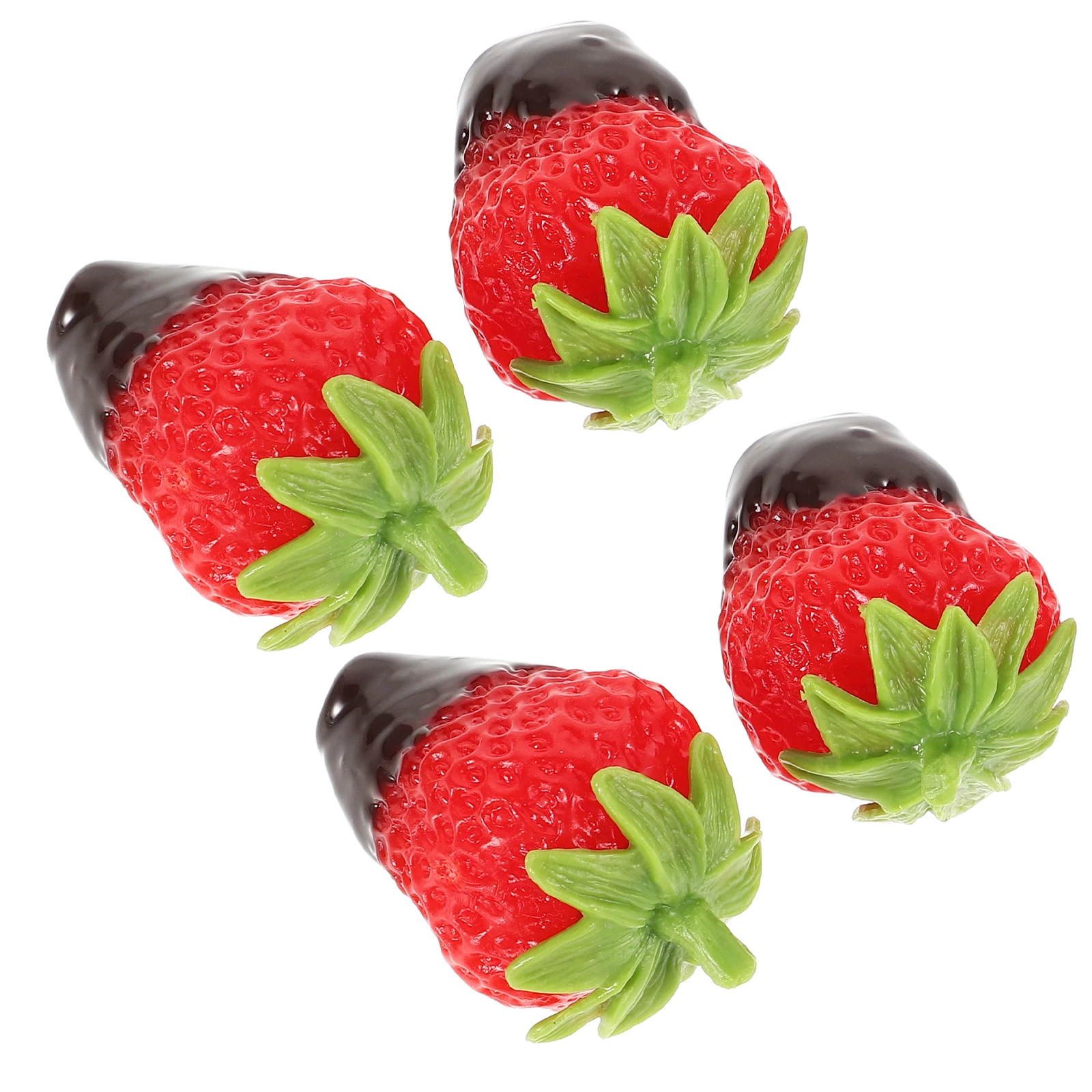 

4pcs Artificial Fruit Decoration Realistic DIY Mini Strawberry Embellishments PVC Charms Faux Fruit Ornaments