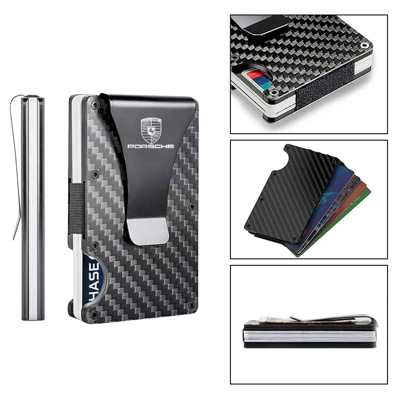 Carbon Fiber Metal Money Clip Cash Clamp Wallet Card Folder Holder For Porsche 911 Cayenne Panamera Macan Boxster Carrera-GT 928