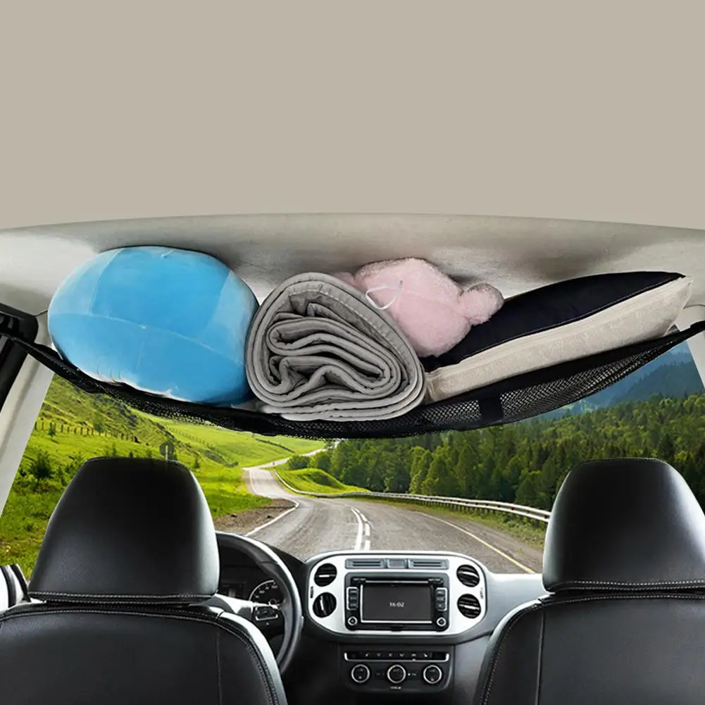 

Car Back Rear Mesh Trunk Seat Elastic String Net Magic Universal Bag Cage Sticker Back Storage Auto Bag Seat Pocket Organiz Q0V8
