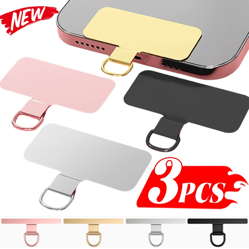 3PCS Stainless Steel Phone Lanyard Patch Gasket Ultra-thin Metal Phone Hanging Cord Tether Tabs Replacement Safety Connect Piece