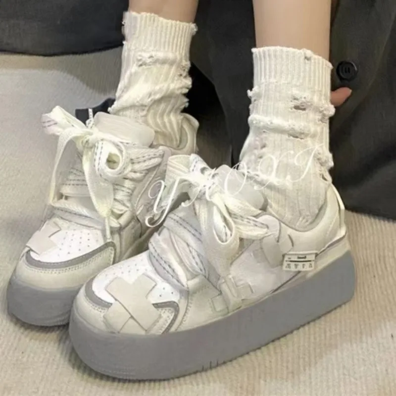 Korean Shoes Women Platform Sports Sneakers Casual Tennis Female Chunky Flats Vintage Vulcanize Harajuku Footwear Fashion