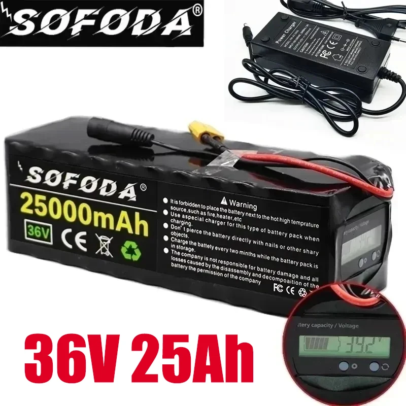 

36V Battery 10S4P 25Ah Battery Pack 500W High Power Battery 42V 25000mAh Ebike Electric Bicycle xt60 BMS with Capacity Indicator