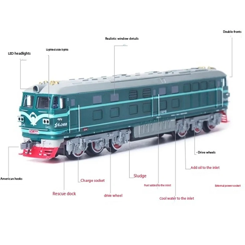 Klassieke GP40 Dongfeng 4B Verbrandingsmotor Trein Set Simulatie Elektrische Spoormodel Kinderspeelgoed Scène Gift Display
