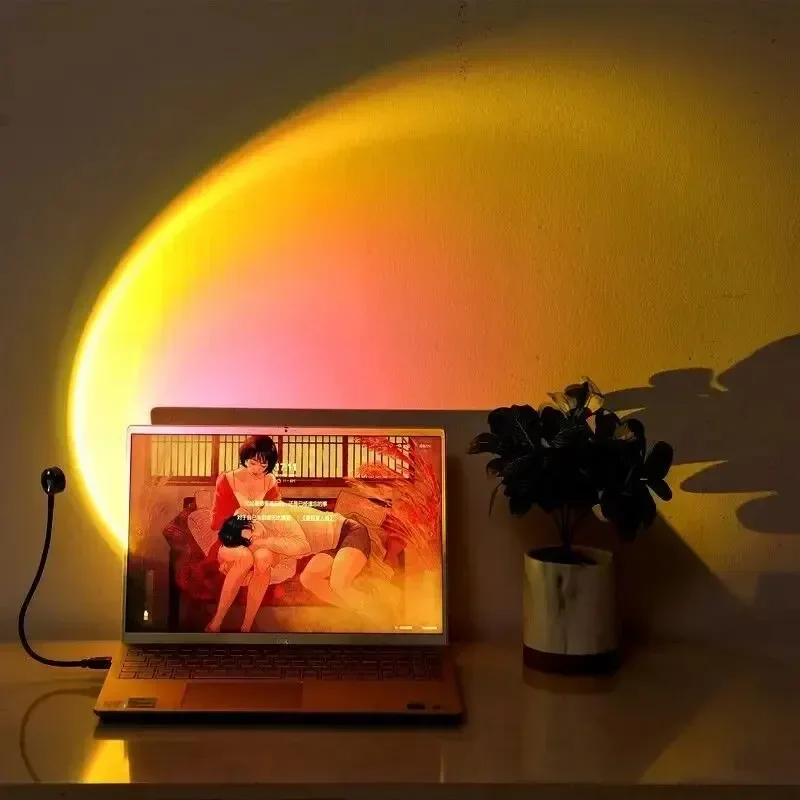 USB Sunset LED Light, Neon Rainbow Lamp for Photography, Wall Atmosphere Lighting - Mobile Phone, Bedroom Decoration