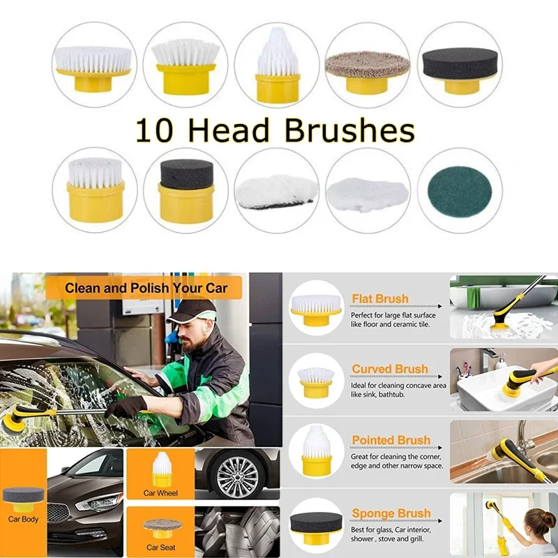 IPX8 IPX7 Electric Cleaning Brushes 10/6/5 Heads 80min Fish Tank Electric Scrubber Brush Kicthen Bathroom Toilet Cleaning Tools