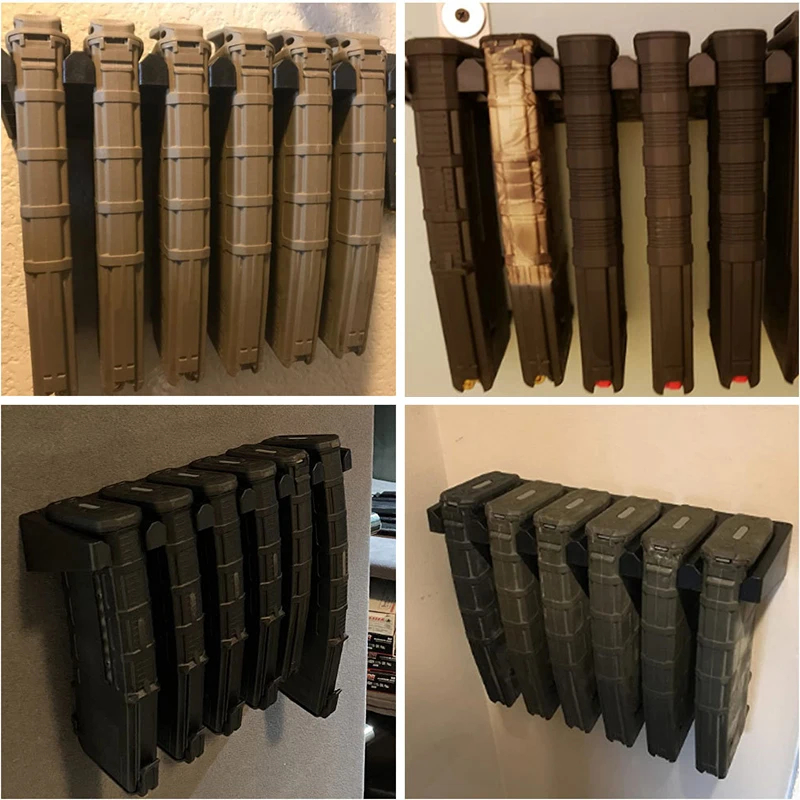 Tactical 6X Standard Magazine Rack Bracket AR15 PMAG Wall Mount Mag Holder Display Safe Storage for Hunting Airsoft Accessory