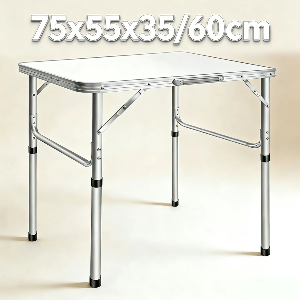Table de camping pliante 75x55x35/60cm, hauteur réglable, tables de pique-nique pliables avec poignée de transport pour extérieur et intérieur