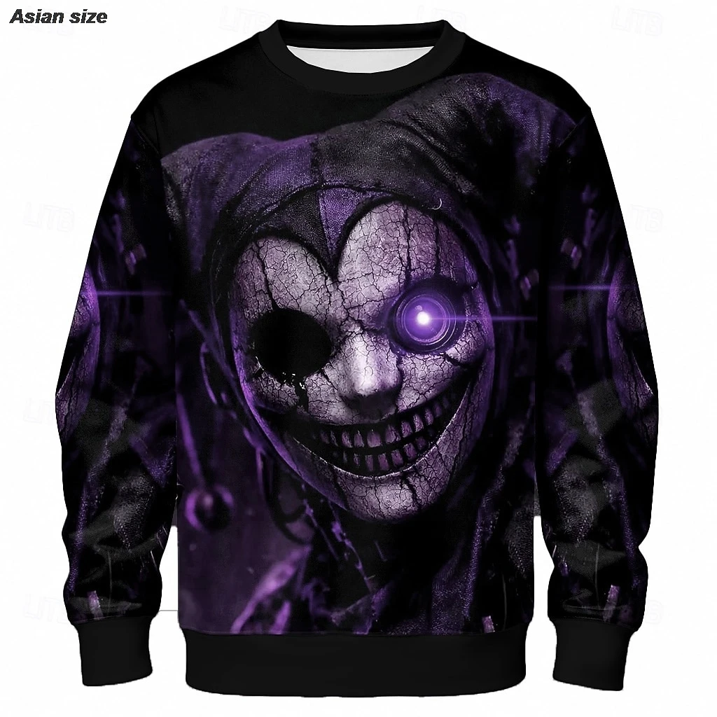 Fleece Sweatshirts Halloween Men's Cool Skulls Sweatshirt Punk Party Gothic Crew Neck Vacation Black Red Purple Crewneck Tops