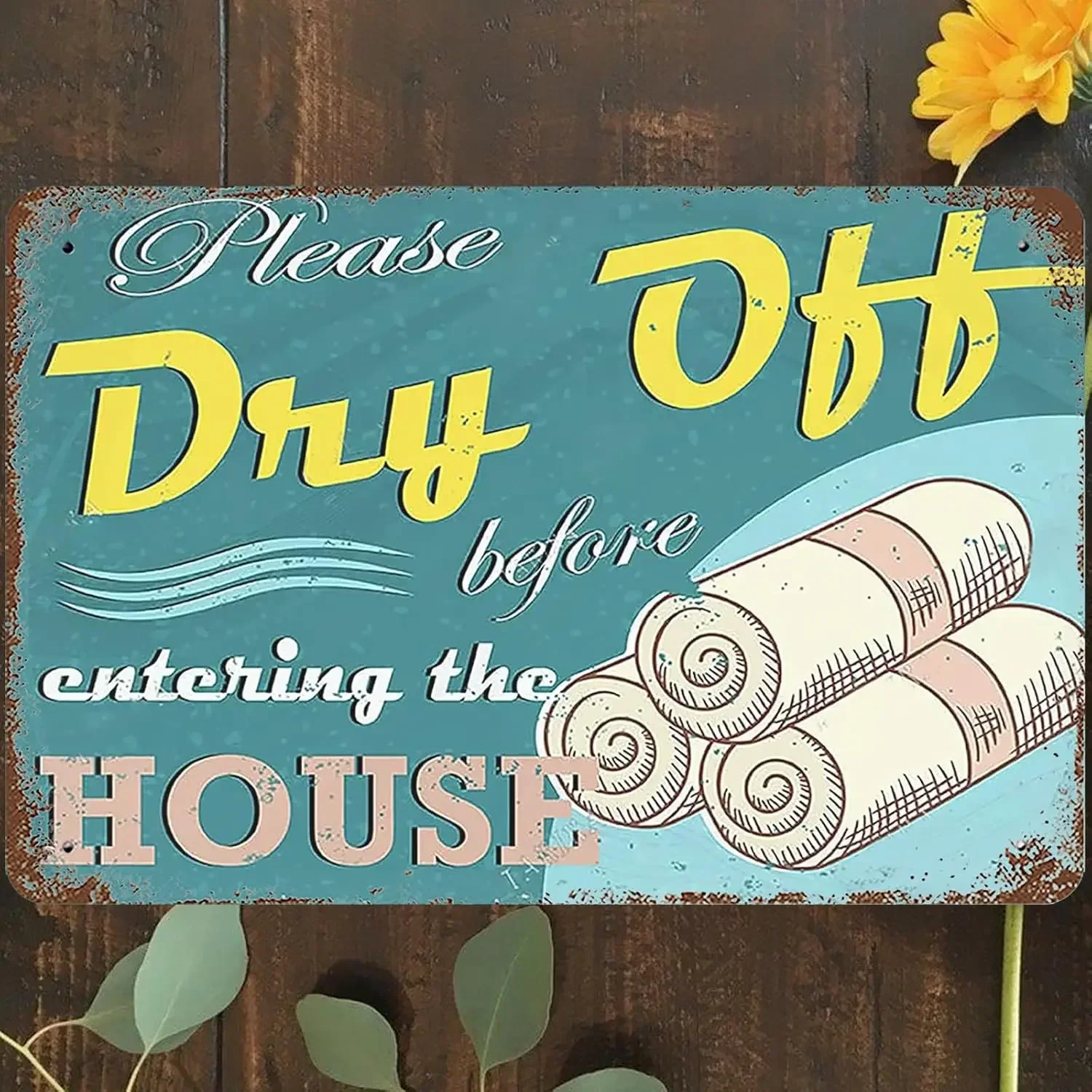 Letrero de estaño de Metal Vintage x por favor se seca antes de entrar, decoración artística de pared para reglas de piscina, hogar, sala de estar, dormitorio, jardín, Garag