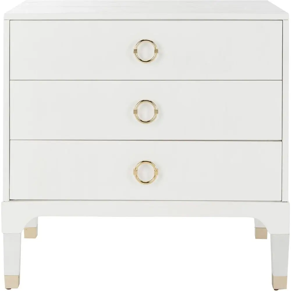Modern White Lorna 3 Drawer Nightstand from Home Collection