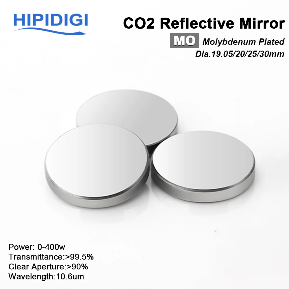 CO2 Mo Plated Mirror Laser Reflective Mirror Dia.19.05 20 25 30 38.1mm 400W 10.6um for CO2 Laser Cutting Engraving Machine