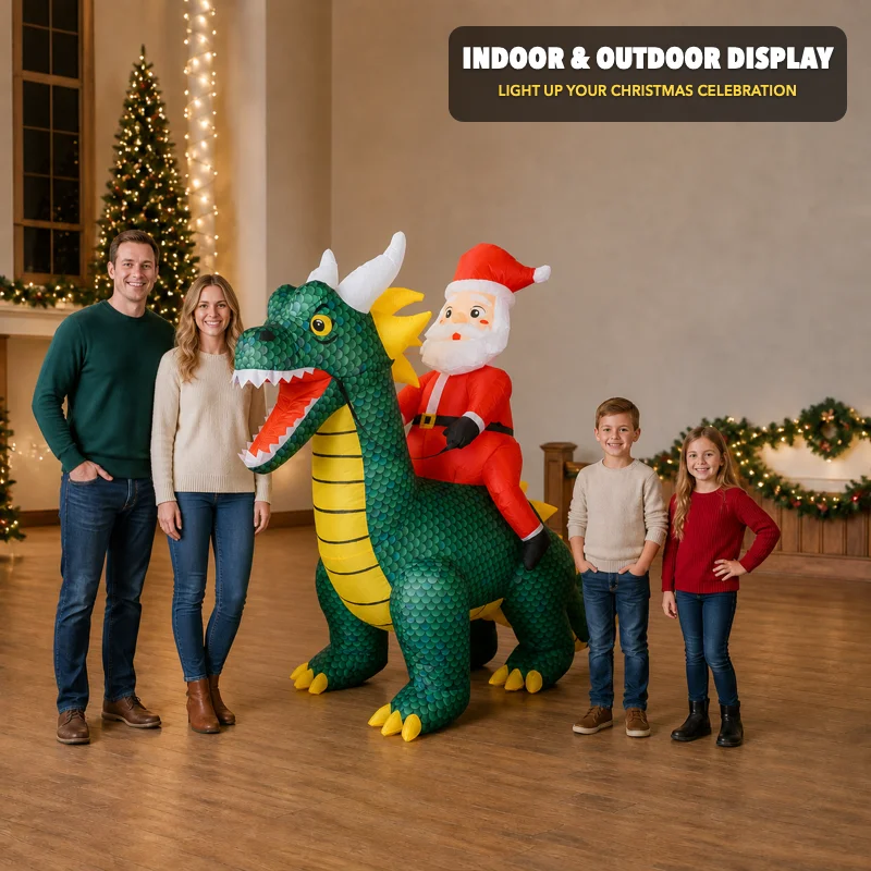 Inflatable Santa Dinosaur Decoration 2