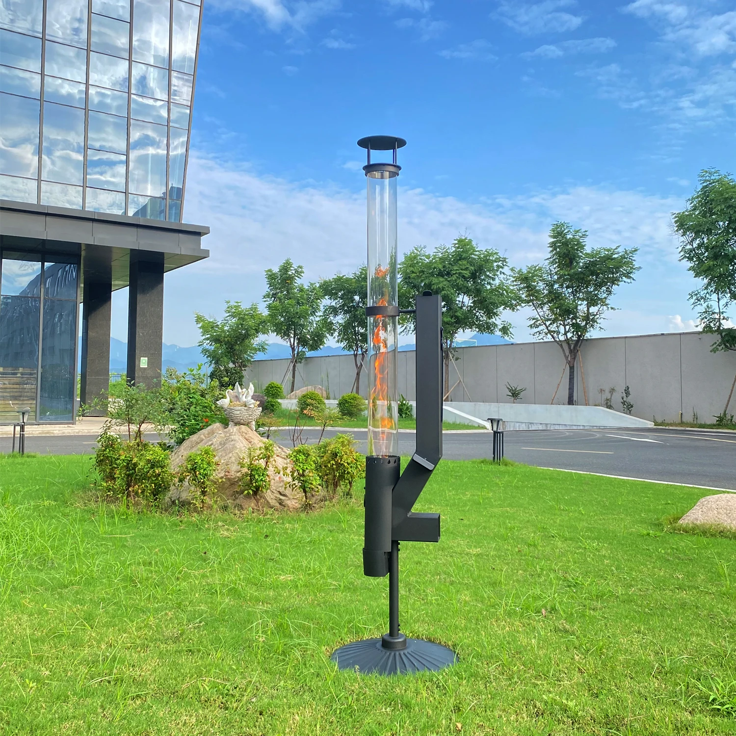 OPS1006C Outdoor Modern Non-Electric  Automatic Feeding Patio Pellet Heater Rocket Pellet Stove for Camping Outside