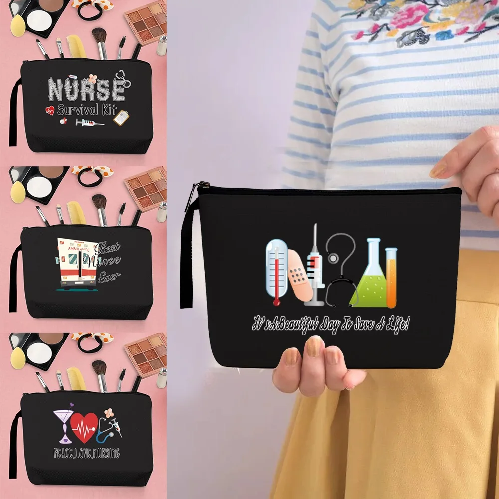 Cosmetic Bags Cases Clutch Toiletry Organizer Women Zipper Makeup Pouch Party Wedding Bag Pencil Case Purse Nurse Series