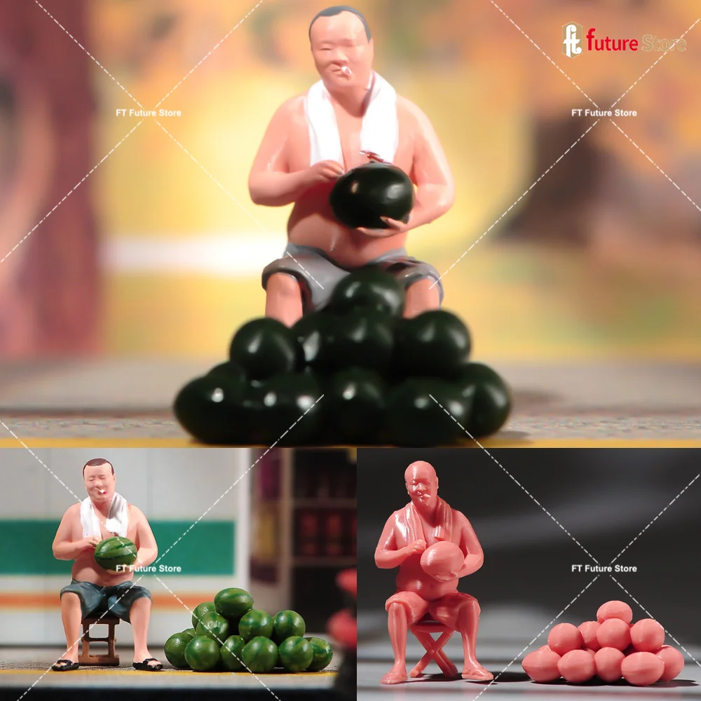 

In Stock 1/87 1/64 1/43 1/24 1/18 Watermelon Vendor Male Miniature Figure Mini Diorama Resin Model Street Scene Prop Decor Toy