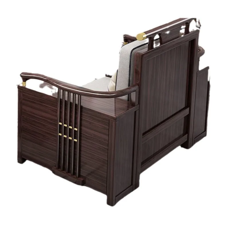 New Chinese sofa ebony wood villa high-end living room furniture combination set winter and summer dual-purpose storage sofa