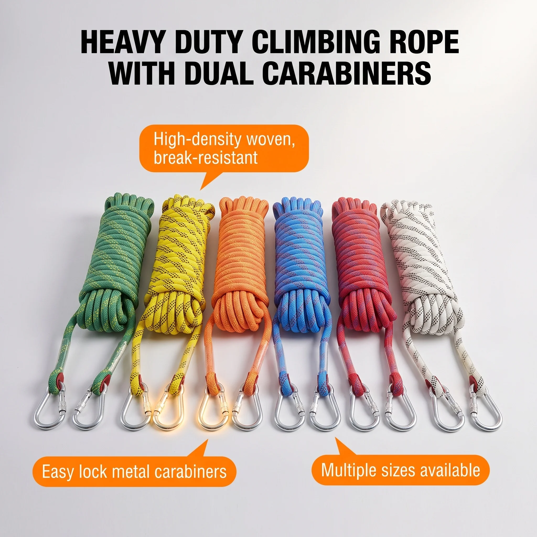 Outdoor climbing rope extension high-altitude work safety rope gliding rappelling static rope nylon colorful braided binding rop