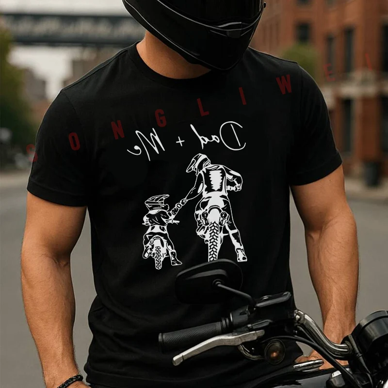 

Featuring A Motorcycle Design Men's Women Summer Cotton T-shirt Moto Short Sleeved Casual Basic TShirt Round Neck Unisex Tops