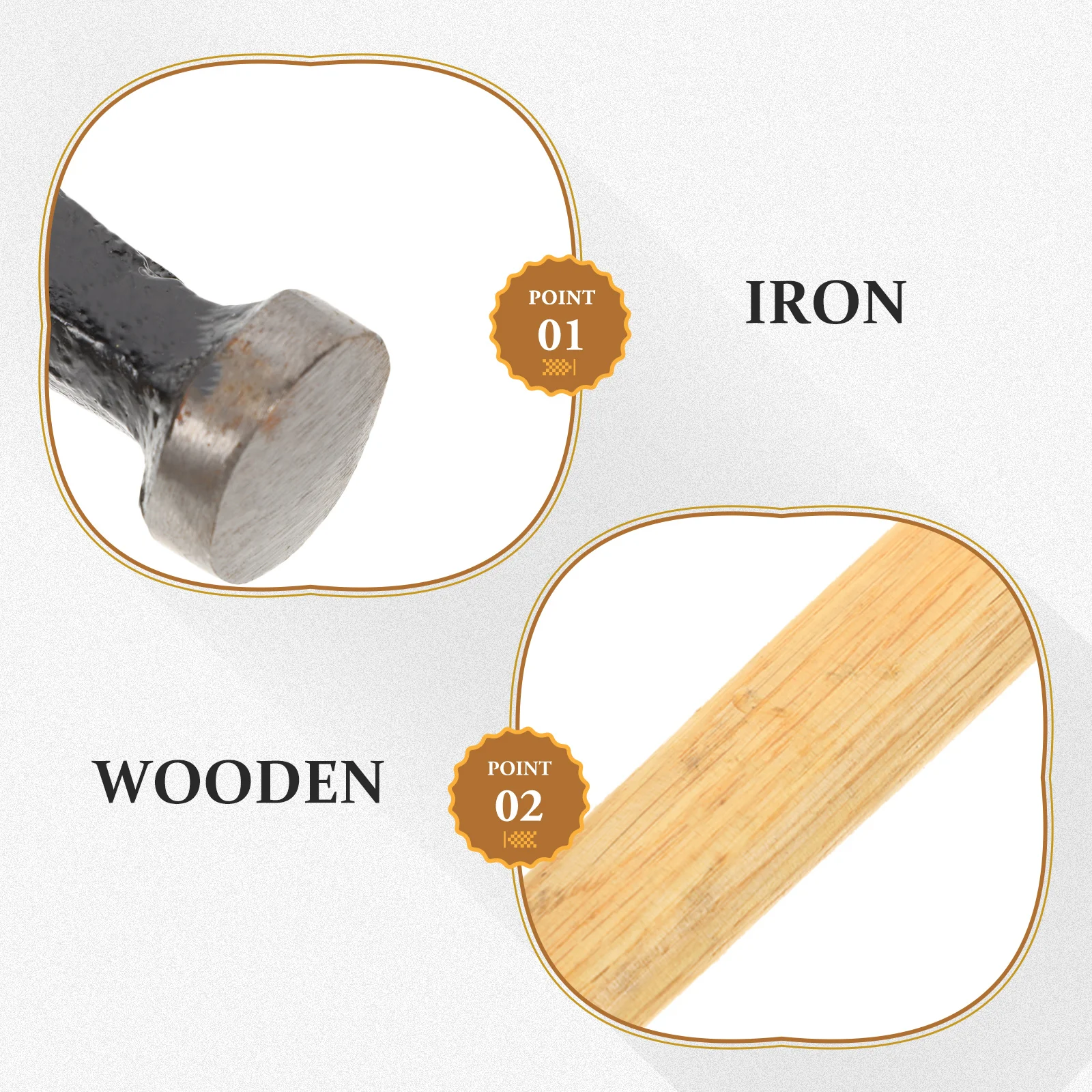 

Shoe Repair Multi-Function Tack Hammer Anti-Slip Handle Lightweight Durable Iron Wood Hammer Portable Manual Tool For Diy