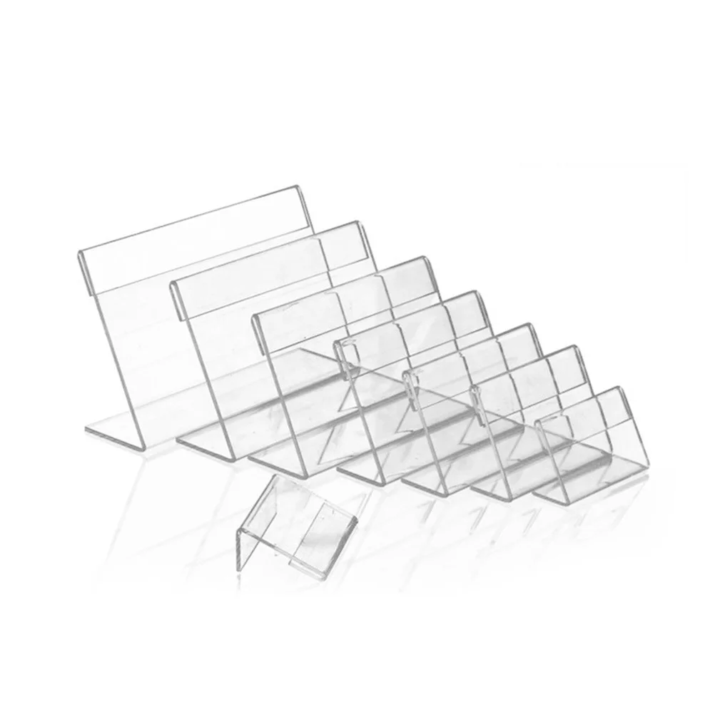 50 قطعة أكريليك شفاف L شكل مائل عرض سطح المكتب حامل تسجيل أصحاب للإعلانات قائمة الأسعار التعليمات الصور #6