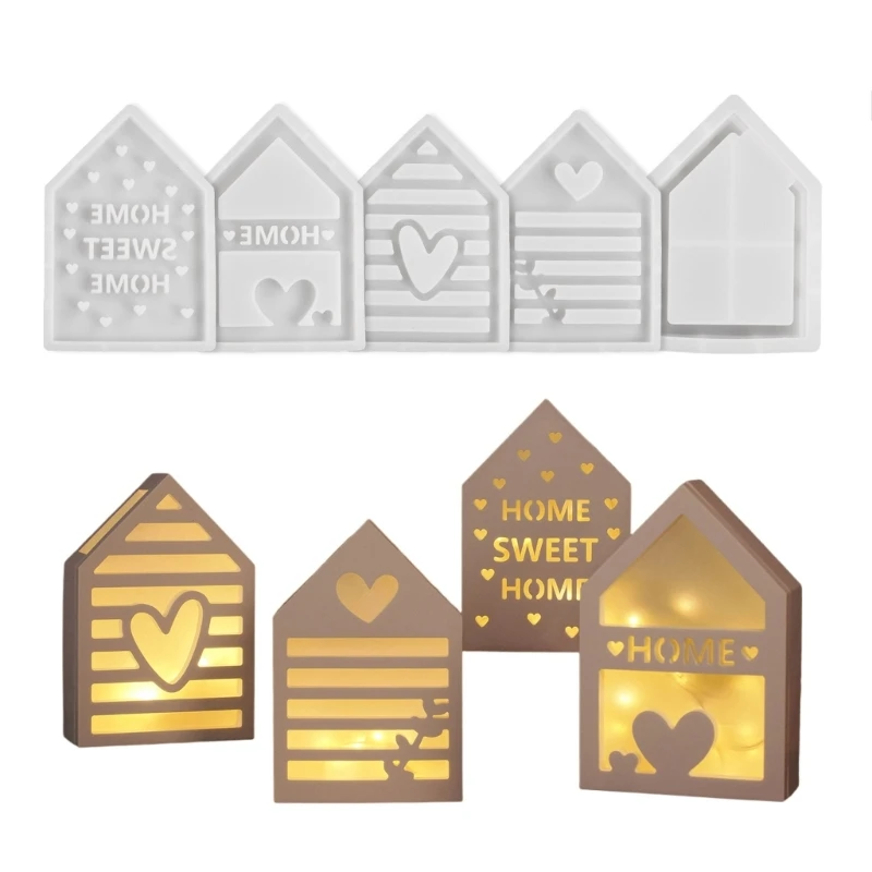 

3D Silicone Mold House Holder Moulds Hollow Pattern Silicone Texture Suitable for Craft and Home Decors Ornament