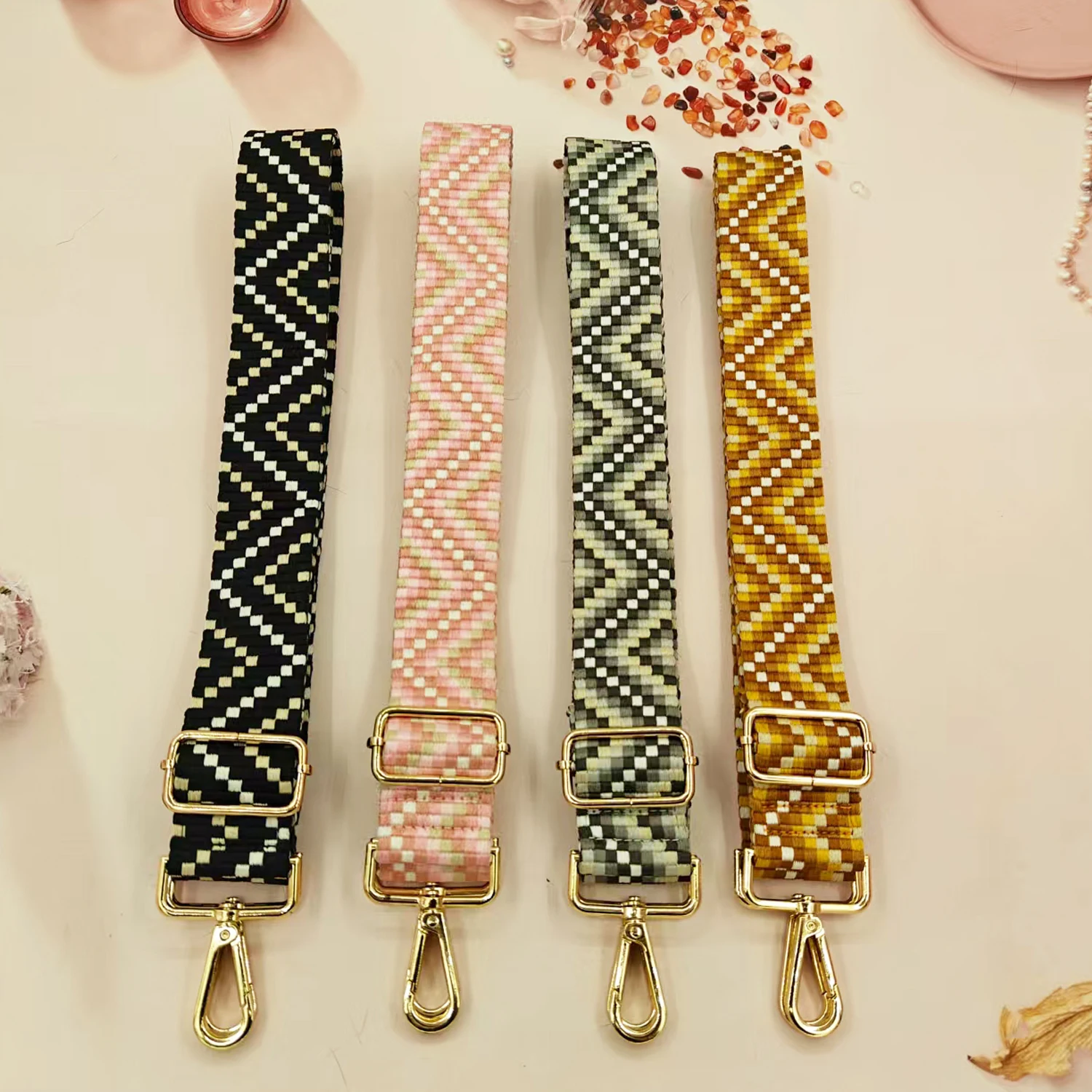 Fashionable and versatile striped shoulder strap, adjustable single shoulder bag strap, replaceable luggage accessories