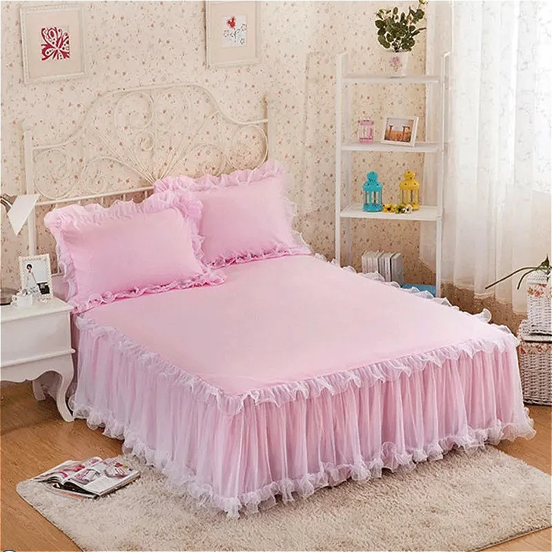 Obrázek 3: 1ks elegantní kněžna postel sukně protiskluzový matrace zakrýt nabíranou krajka postel sukně prostěradlo ochránce bedspread ne povlak na polštář
