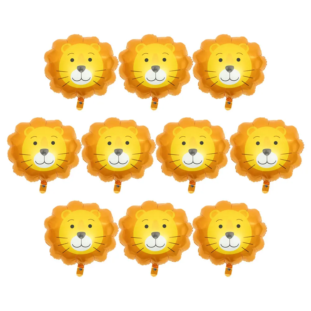 

10pcs Shaped Foil Inflatable Decorative For Birthday Party Room Decoration Cartoon Lion Head Novelty Aluminum Foil