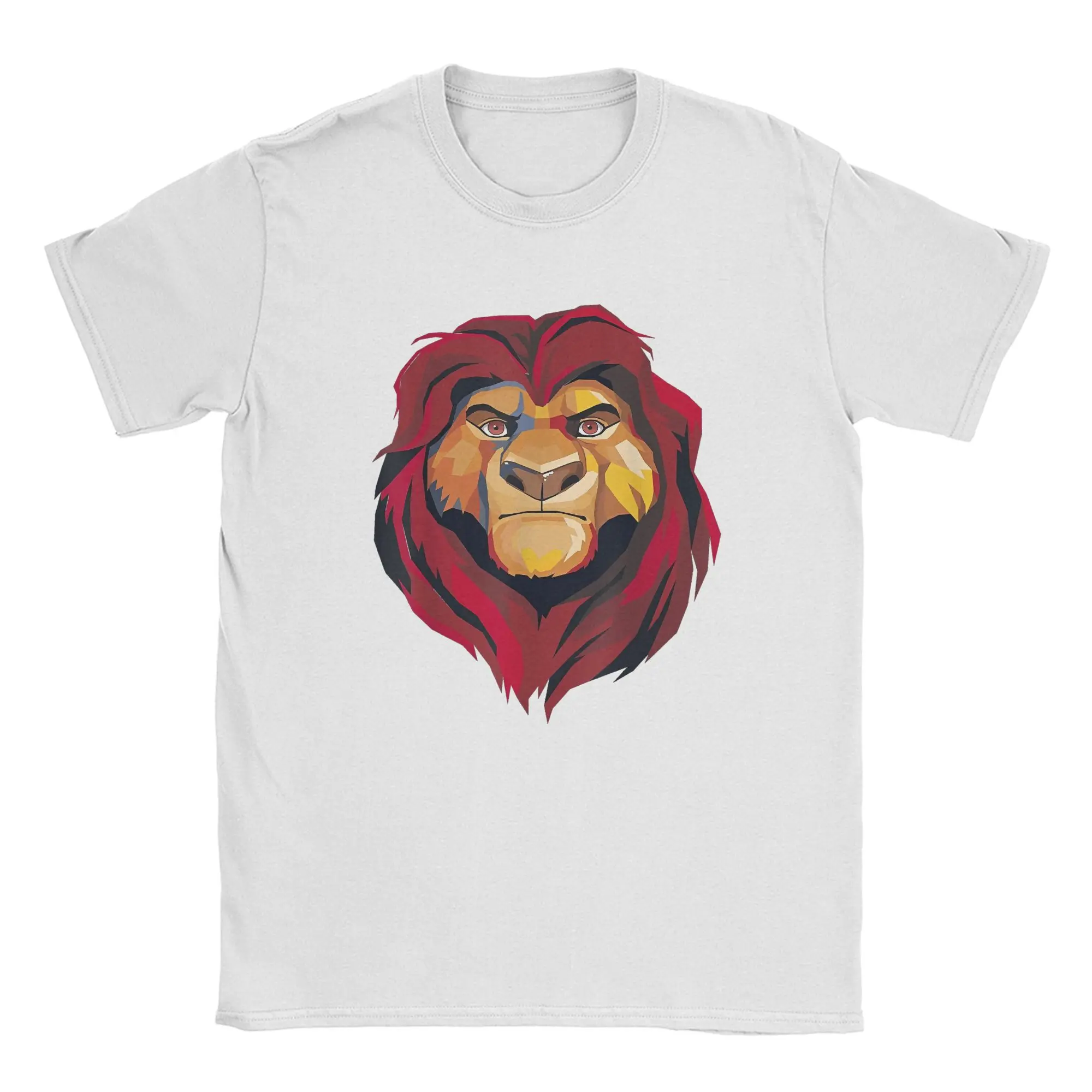 The Lion King Mufasa Painted Portrait T-Shirts Men Cartoon Vintage Cotton Tees Round Collar Short Sleeve T Shirt Plus Size Tops