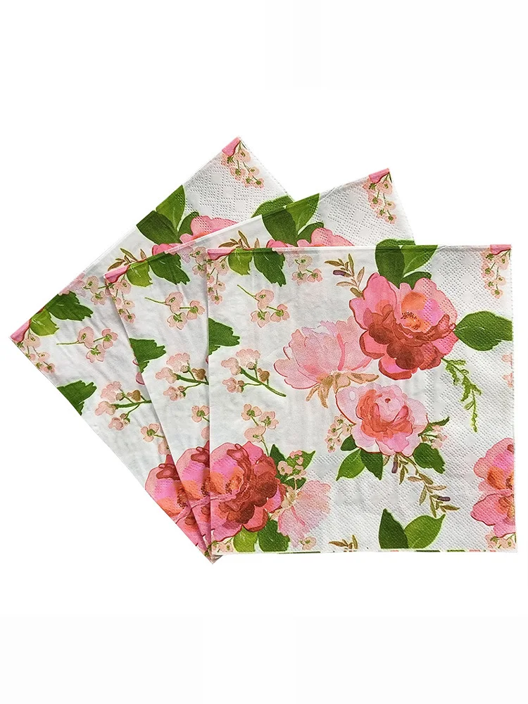   Tovaglioli da tavola stampati floreali Asciugamani Par Asciugamani caldi transfrontalieri Fazzoletti in fibra originale a due strati senza Fra...