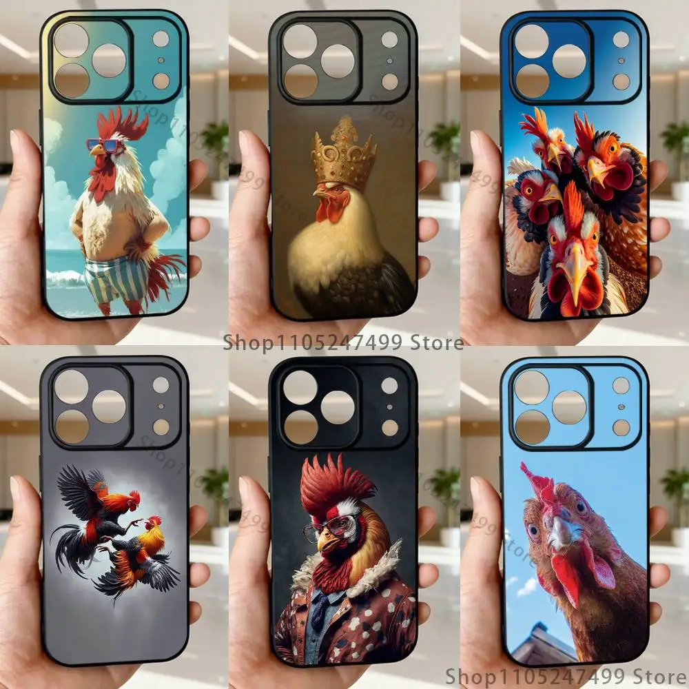 

Cock Rooster Chicken Phone Case For iPhone 17,16,15,14,13,12,11,Pro,Max,Plus,E,Air,Mini Protective TPU Cover
