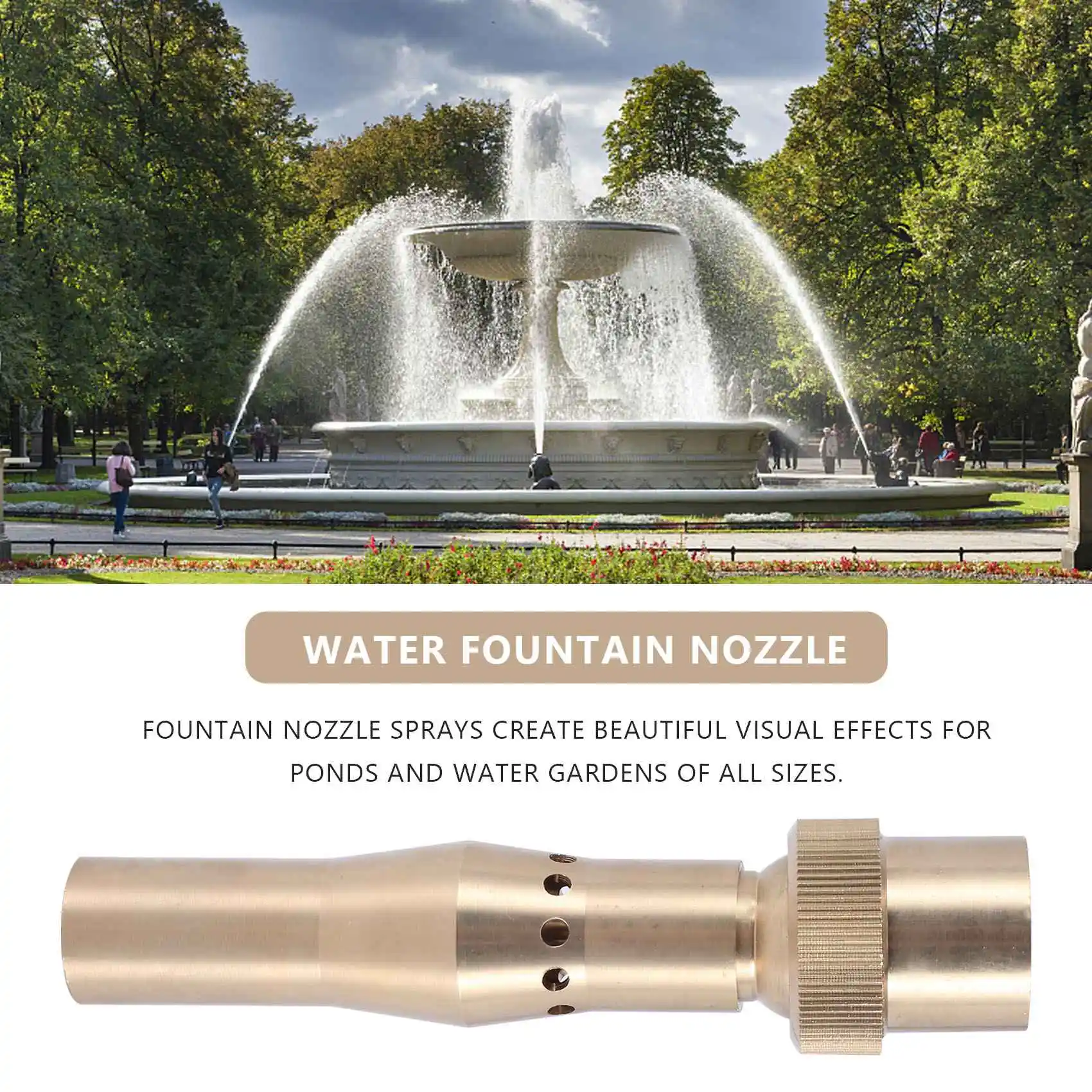 A20F-3/4 Inch Brass Foam Jet Fountain Nozzles Garden Landscape Fountain Adjustable Multi-Spray Nozzle Garden Pond Decoration Fou