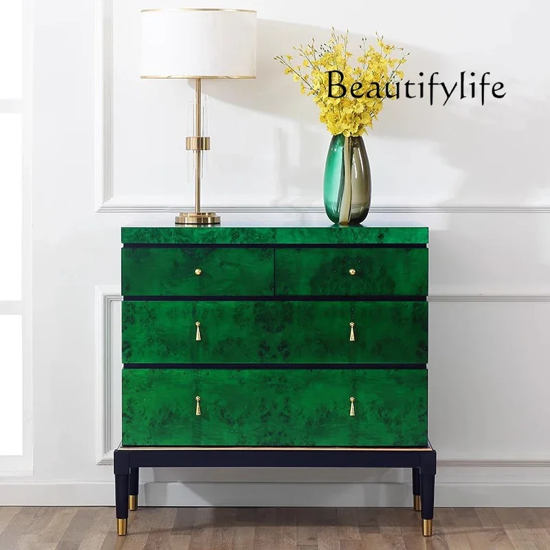 

Nordic simple retro bedroom, drawer, storage side cabinet American four-chest cabinet, household living room, storage cabinet,