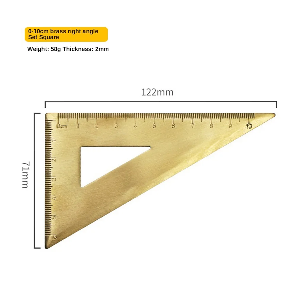 Brass Measuring Scale with Triangle and Protractor Functions for Cartographic Work Drafting and Academic Measurement Use