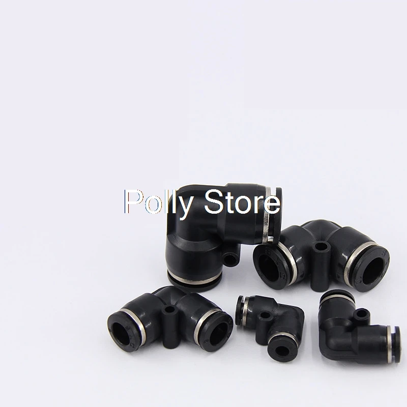 1 peça conector pneumático push in cotovelo pv4 6 8 10 12 14 16mm para acessórios de junta rápida de ar preto