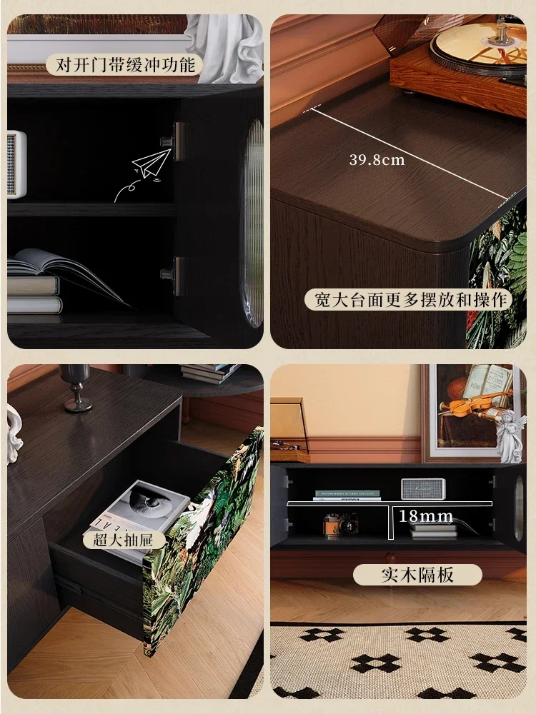 

Living room household ash wood solid wood storage locker antique floor cabinet