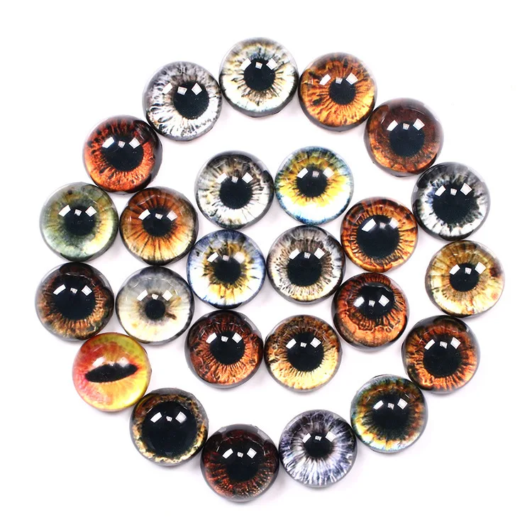 20 unidades/pacote 8mm olhos de vidro para diy costura bonecas artesanato acessórios olho gato dragão dinossauro olho redondo cabochão