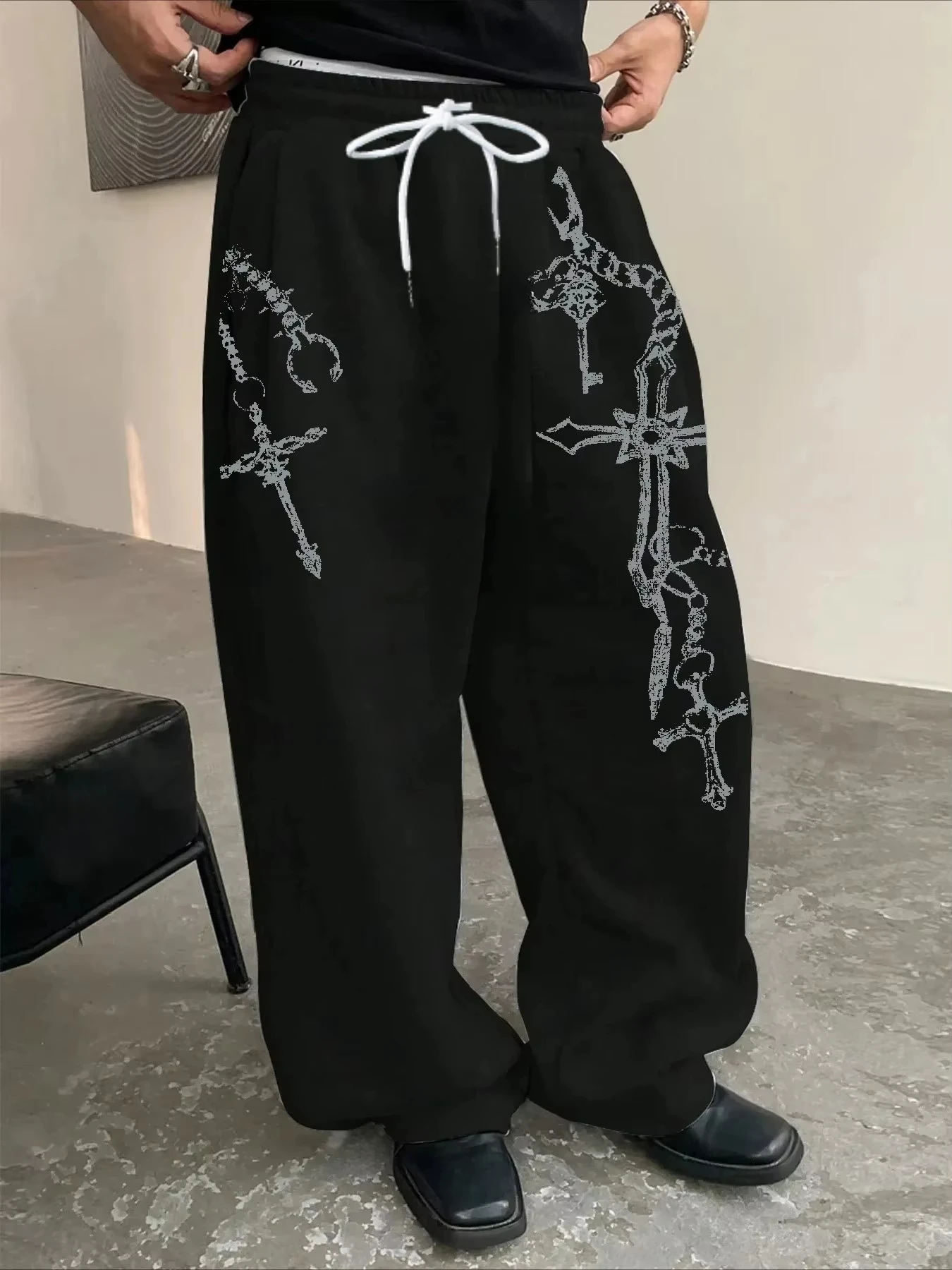 2026 Sommer Trendige Herren-Sweatpants mit Schlüsselmuster, Gerade Passform, Locker Sitzend, Unisex Streetwear Freizeithose für Männer und Frauen – Detail 2