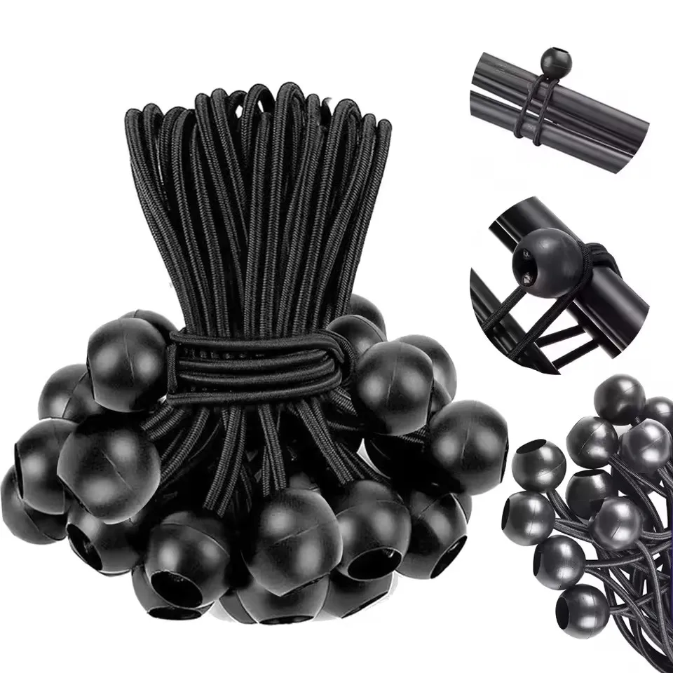 Outdoor Elastic Ball Rope Bungee Cords Portable Tent Fixing Tarpaulin Awning Canopy Heavy Duty Tarp Tie Down for Shelter Cargo