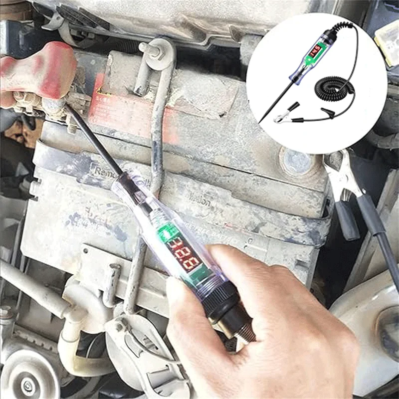 6V 12V 24V Car Truck Voltage Circuit Tester Pen, 5V-90V Digital Display Auto Test Light Probe for Automotive Voltage Tester